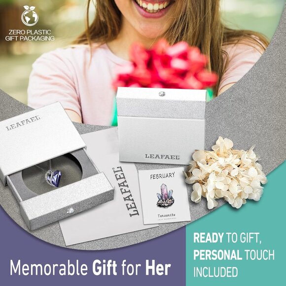 Infinity Love Birthstone Heart Pendant Tanzanite Necklace Women Mom Wife Silver - Picture 5 of 8